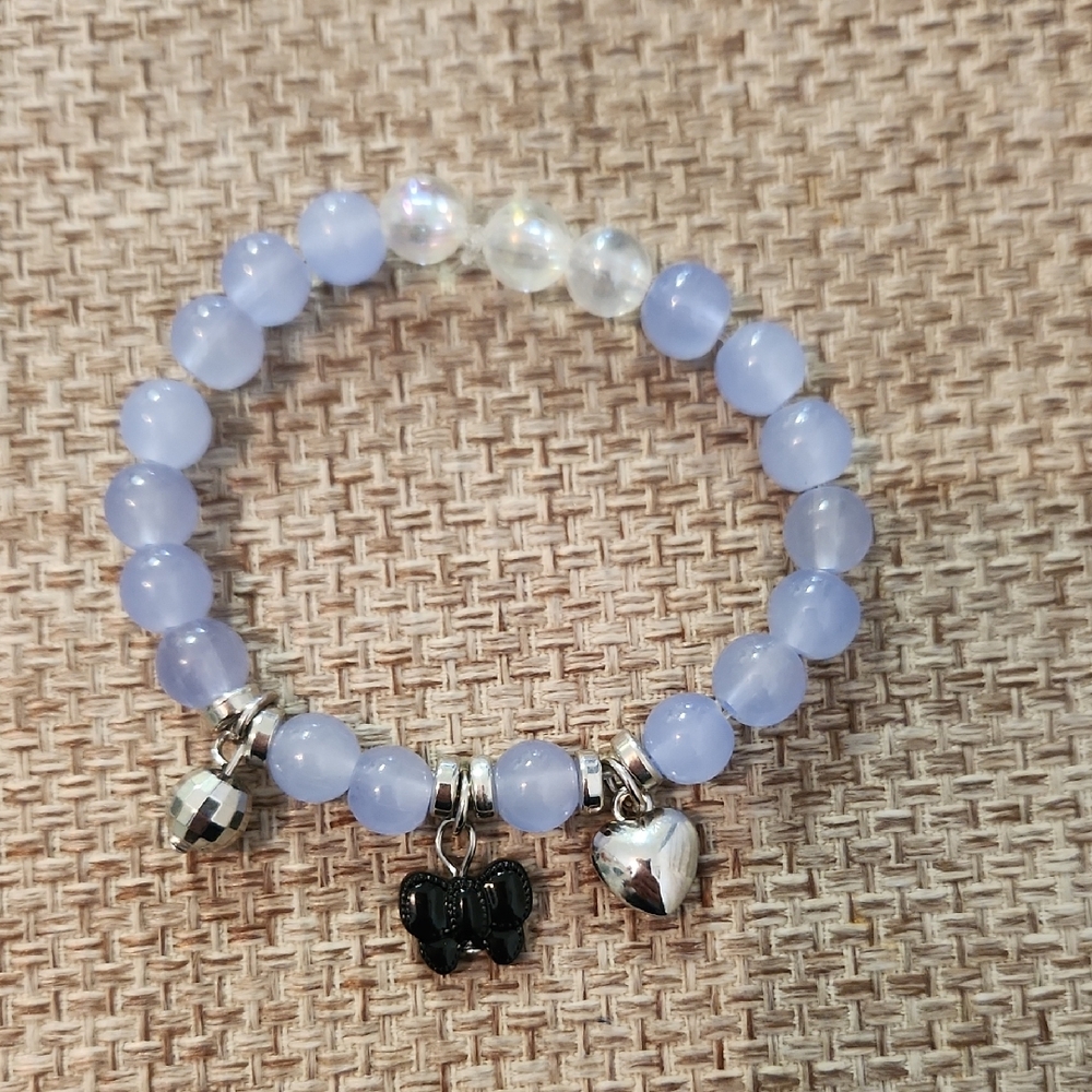 Blue Beaded Charm Bracelet